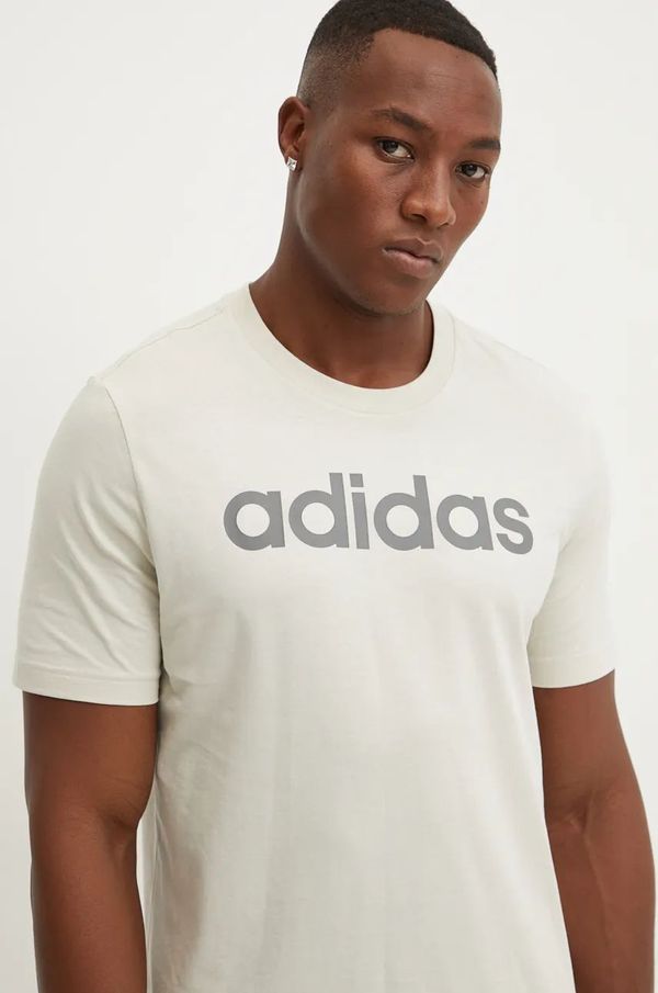 adidas Majica kratkih rukava adidas Essentials za muškarce, boja: bež, s tiskom, IZ4771
