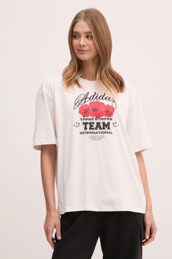 adidas Originals Majica kratkih rukava adidas Originals FLOWER TEE za žene, boja: bež, JN6690