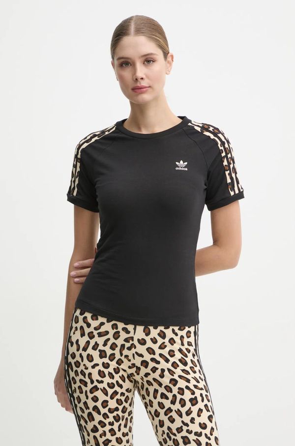 adidas Originals Majica kratkih rukava adidas Originals Leopard 3S Tee za žene, boja: crna, IW8478