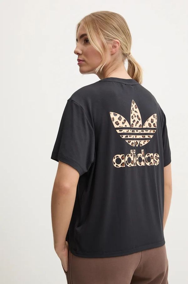 adidas Originals Majica kratkih rukava adidas Originals Trefoil Tee Leopard za žene, boja: crna, IW8475