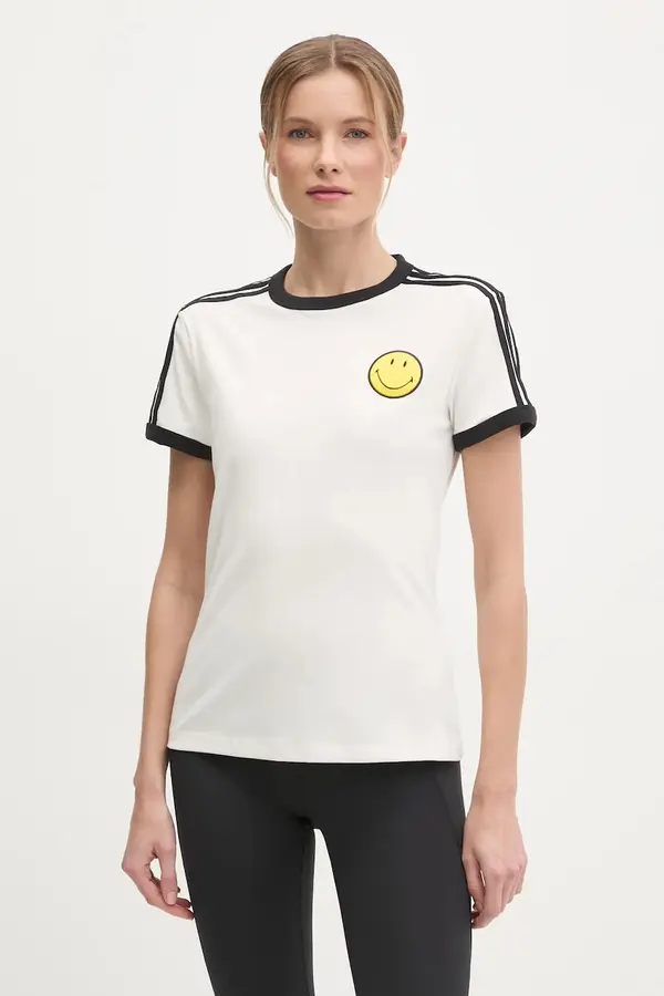 Adidas Majica kratkih rukava adidas Originals X Smiley za žene, boja: bež, JD3591