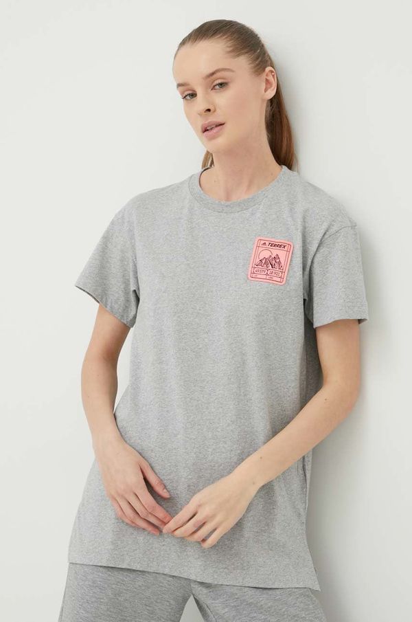 adidas TERREX Majica kratkih rukava adidas TERREX Patch Mountain za žene, boja: siva