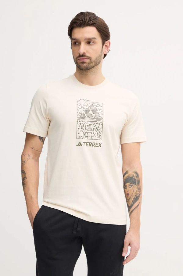 adidas TERREX Majica kratkih rukava adidas TERREX Wild za muškarce, boja: bež, s tiskom, JN4267
