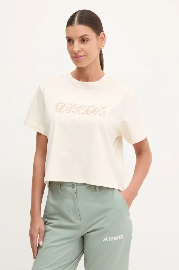 adidas TERREX Majica kratkih rukava adidas TERREX Wild za žene, boja: bež, JI9155