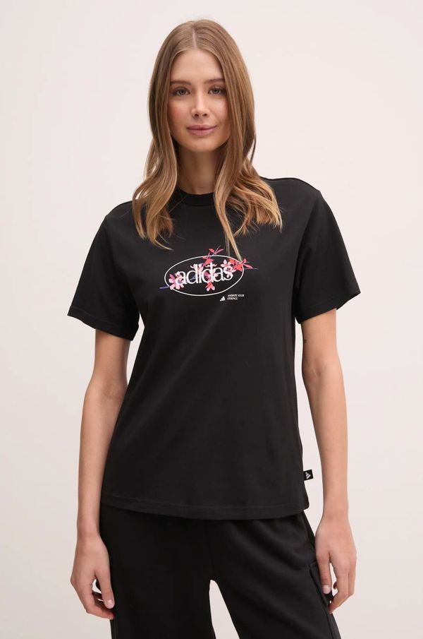 adidas Majica kratkih rukava adidas W Elem Flrl Tee za žene, boja: crna, JP0115
