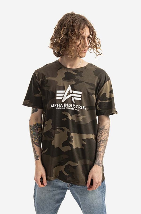 Alpha Industries Majica kratkih rukava Alpha Industries Basic za muškarce, boja: zelena, s uzorkom, 100501C.239-green