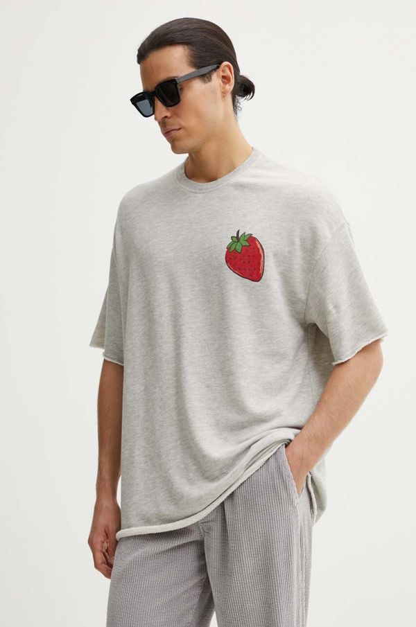 American Vintage Majica kratkih rukava American Vintage TEE-SHIRT MC za muškarce, boja: siva, s tiskom, MZOF02AE24