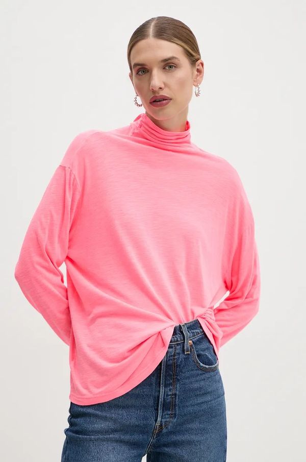 American Vintage Majica kratkih rukava American Vintage za žene, boja: ružičasta, s poludolčevitom, JAC02BVH24