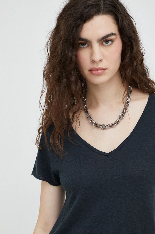 American Vintage Majica kratkih rukava American Vintage za žene, boja: tamno plava