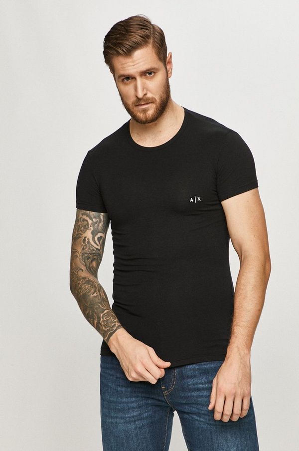 Armani Exchange Majica kratkih rukava Armani Exchange 2-pack za muškarce, boja: crna, bez uzorka