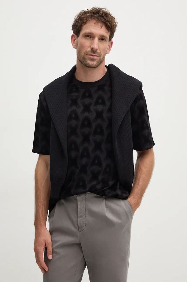 Armani Exchange Majica kratkih rukava Armani Exchange za muškarce, boja: crna, s uzorkom, XM000061 AF10356