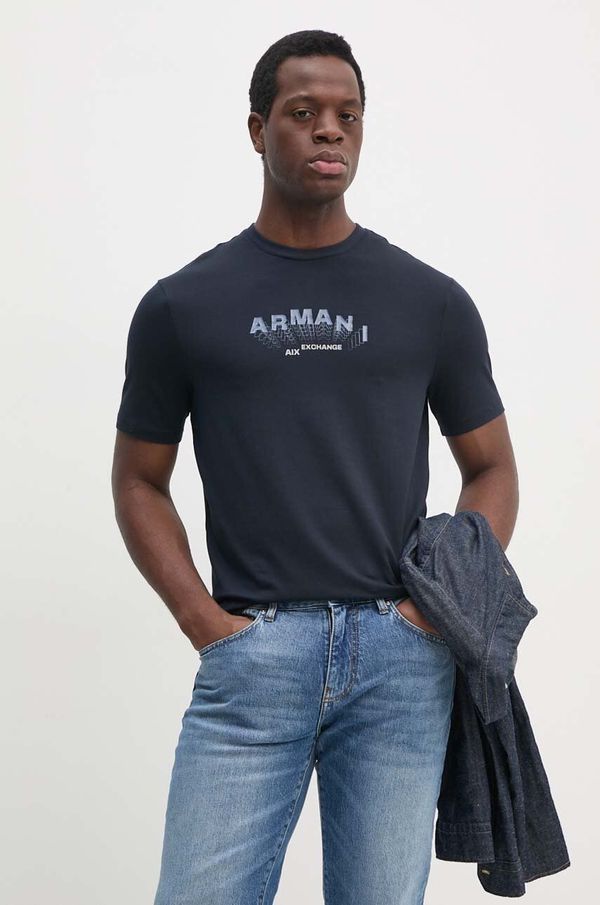 Armani Exchange Majica kratkih rukava Armani Exchange za muškarce, boja: tamno plava, s tiskom, 6DZTHV ZJE6Z