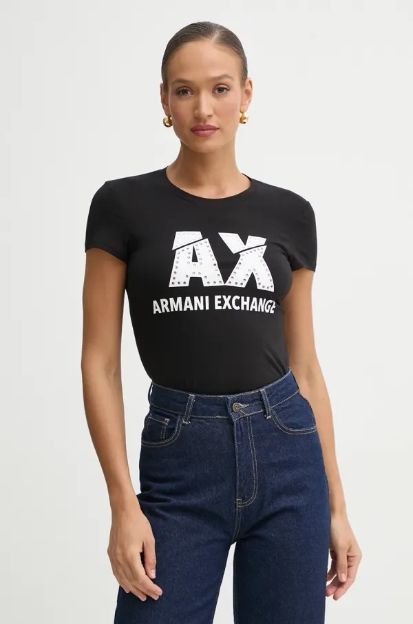Armani Exchange Majica kratkih rukava Armani Exchange za žene, boja: crna, 8NYT86 Y8C7Z