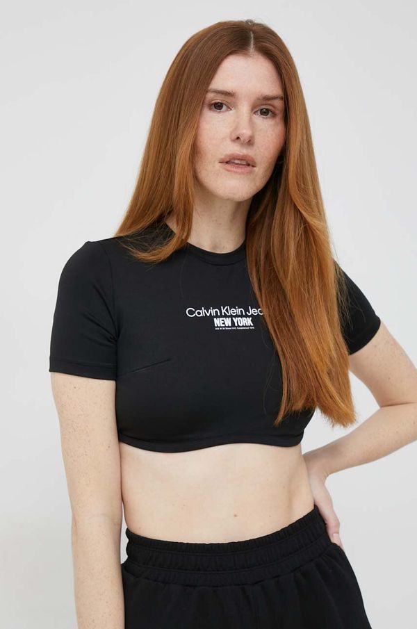 Calvin Klein Jeans Majica kratkih rukava Calvin Klein Jeans za žene, boja: crna