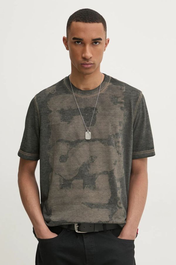 Diesel Majica kratkih rukava Diesel T-ADJUST-R18 T-SHIRT za muškarce, boja: siva, s uzorkom, A17255.0EGBJ