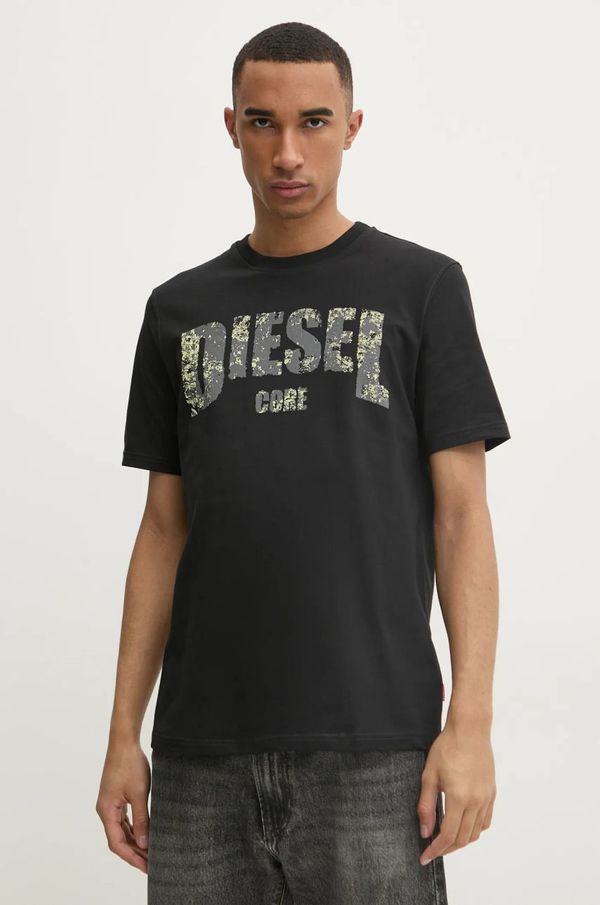 Diesel Majica kratkih rukava Diesel T-ADJUST-R25 T-SHIRT za muškarce, boja: crna, s tiskom, A17268.0PLAT