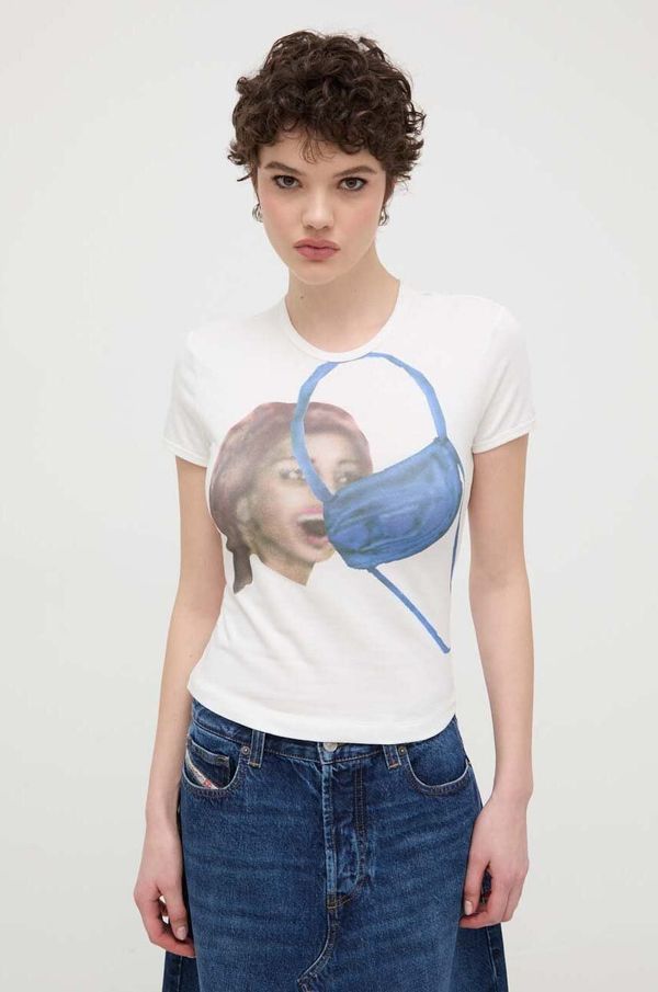 Diesel Majica kratkih rukava Diesel T-UNCUTIE-LONG-N19 za žene, boja: bež, A13445.0DQAV