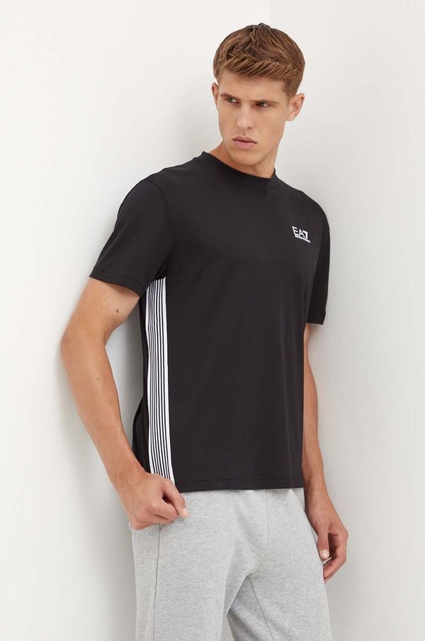 EA7 Emporio Armani Majica kratkih rukava EA7 Emporio Armani za muškarce, boja: crna, s tiskom, PJOLZ.6DPT19