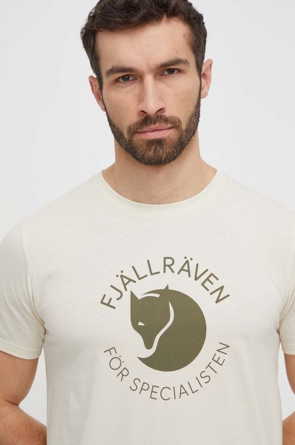 Fjallraven Majica kratkih rukava Fjallraven Fjällräven Fox za muškarce, boja: bež, s tiskom, F87052