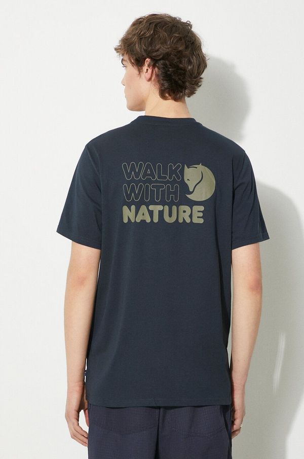 Fjallraven Majica kratkih rukava Fjallraven Walk With Nature T-shirt M za muškarce, boja: tamno plava, s uzorkom, F12600216.555