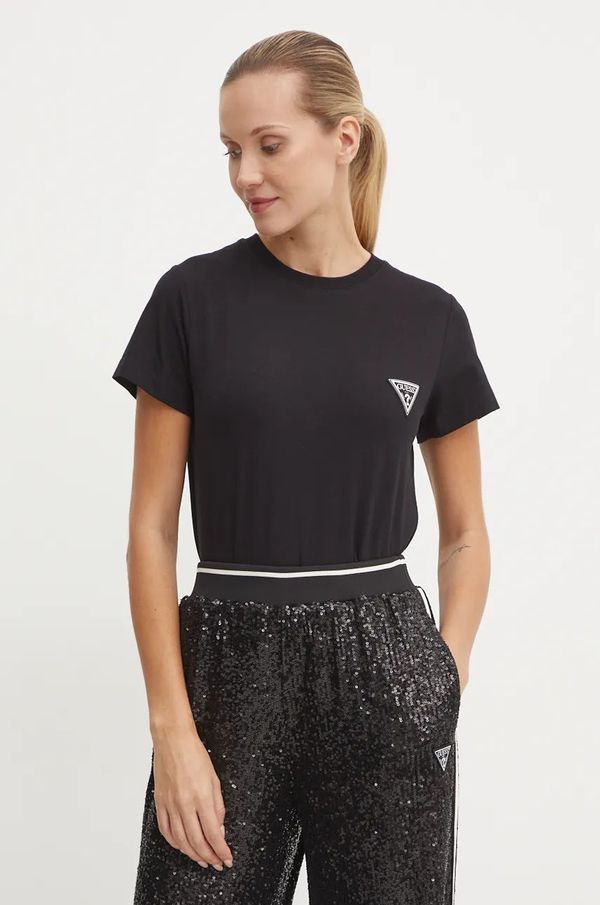 Guess Majica kratkih rukava Guess ANN za žene, boja: crna, V4BI19 J1314