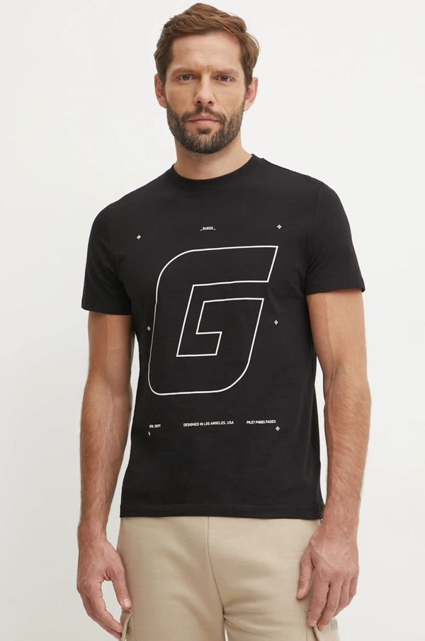 Guess Majica kratkih rukava Guess ANSER za muškarce, boja: crna, s tiskom, Z4BI07 J1314