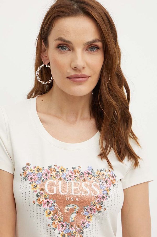 Guess Majica kratkih rukava Guess BOUQUET za žene, boja: bež, W4YI72 J1314
