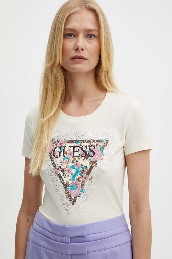 Guess Majica kratkih rukava Guess CHERRY FLOWER za žene, boja: bež, W4YI26 J1314