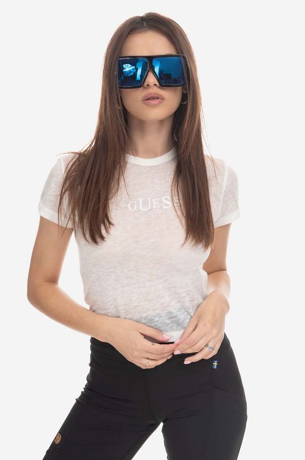 Guess U.S.A. Majica kratkih rukava Guess Classic Logo Baby Tee za žene, boja: bijela, W2BP00.KBAX0-G046