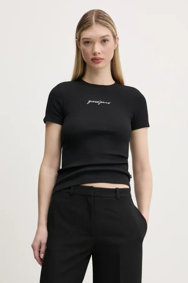 Guess Jeans Majica kratkih rukava Guess Jeans za žene, boja: crna, W5RI57 KA0H1