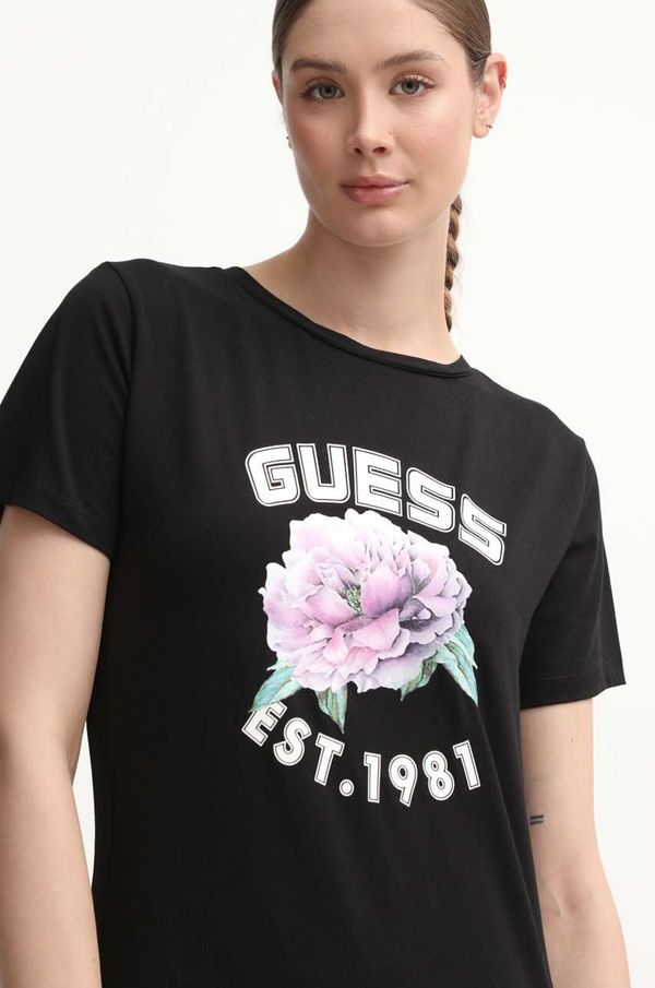 Guess Majica kratkih rukava Guess PEONY za žene, boja: crna, V4YI15 J1314
