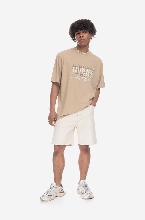 Guess Originals Majica kratkih rukava Guess Washed Grid Logo Tee za muškarce, boja: bež, s tiskom, M3GI31.K9XF3-F13Q