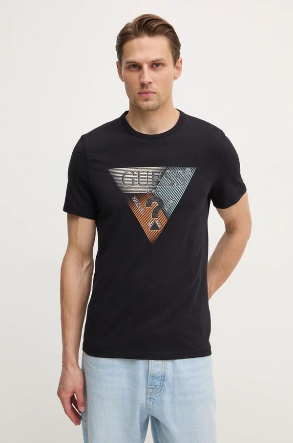 Guess Majica kratkih rukava Guess za muškarce, boja: crna, s tiskom, M5RI14 J1314