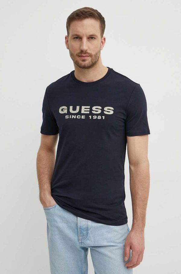 Guess Majica kratkih rukava Guess za muškarce, boja: tamno plava, s tiskom, M4GI61 J1314