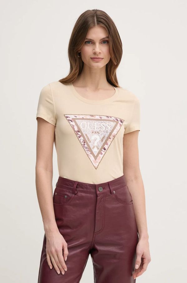 Guess Majica kratkih rukava Guess za žene, boja: bež, W5RI22 J1314