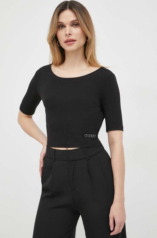 Guess Majica kratkih rukava Guess za žene, boja: crna