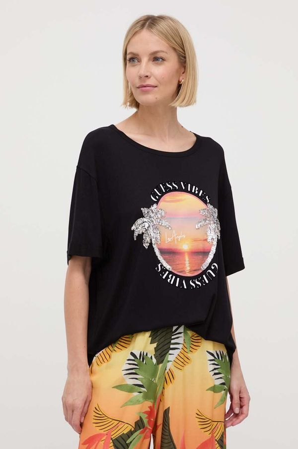 Guess Majica kratkih rukava Guess za žene, boja: crna, E4GI04 K68D2