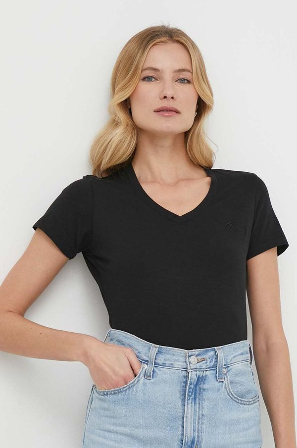 Guess Majica kratkih rukava Guess za žene, boja: crna