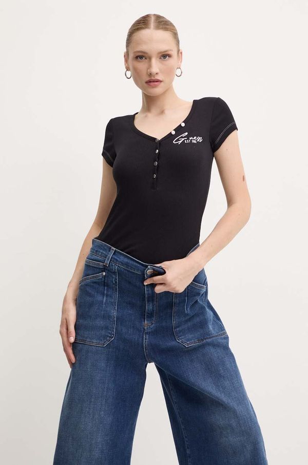 Guess Majica kratkih rukava Guess za žene, boja: crna