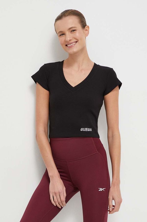 Guess Majica kratkih rukava Guess za žene, boja: crna