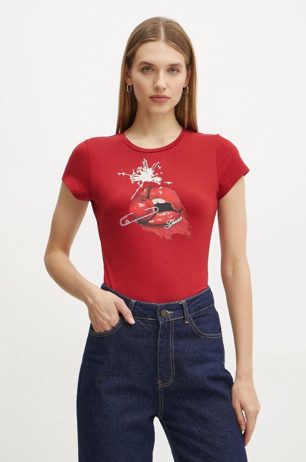 Guess Majica kratkih rukava Guess za žene, boja: crvena, W5RI23 K49A1