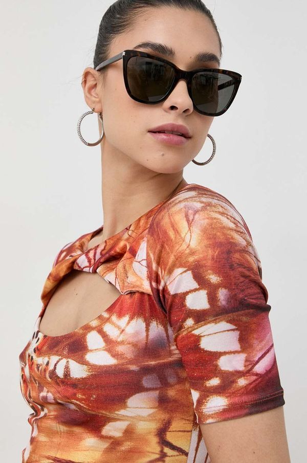 Guess Majica kratkih rukava Guess za žene, boja: narančasta