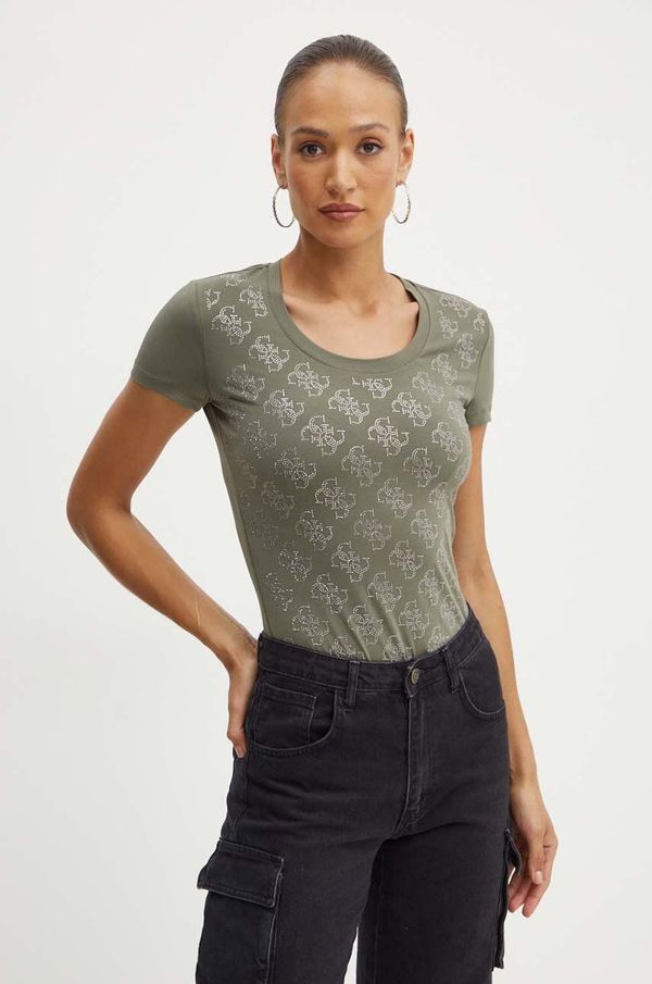 Guess Majica kratkih rukava Guess za žene, boja: zelena