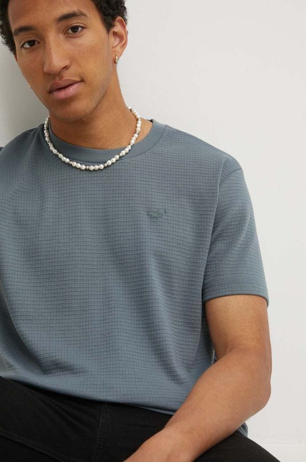 Hollister Co. Majica kratkih rukava Hollister Co. za muškarce, boja: siva, bez uzorka