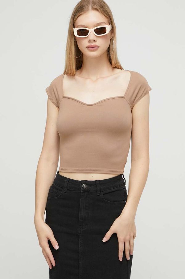 Hollister Co. Majica kratkih rukava Hollister Co. za žene, boja: bež