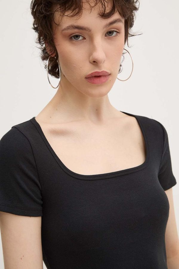 Hollister Co. Majica kratkih rukava Hollister Co. za žene, boja: crna, KI339-3642