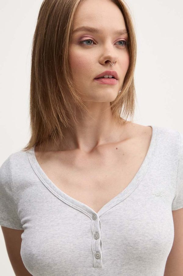 Hollister Co. Majica kratkih rukava Hollister Co. za žene, boja: siva, KI339-3674