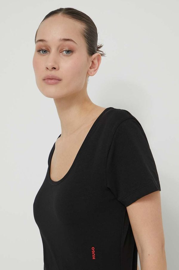 Hugo Majica kratkih rukava HUGO 2-pack za žene, boja: crna