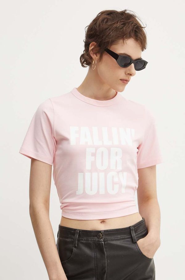Juicy Couture Majica kratkih rukava Juicy Couture FALLIN FOR JUICY FITTED TSHIRT za žene, boja: ružičasta, JCGCT224020
