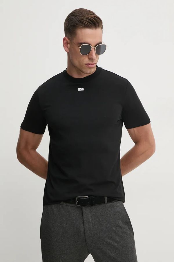 Karl Lagerfeld Majica kratkih rukava Karl Lagerfeld za muškarce, boja: crna, s tiskom, 542221.755034